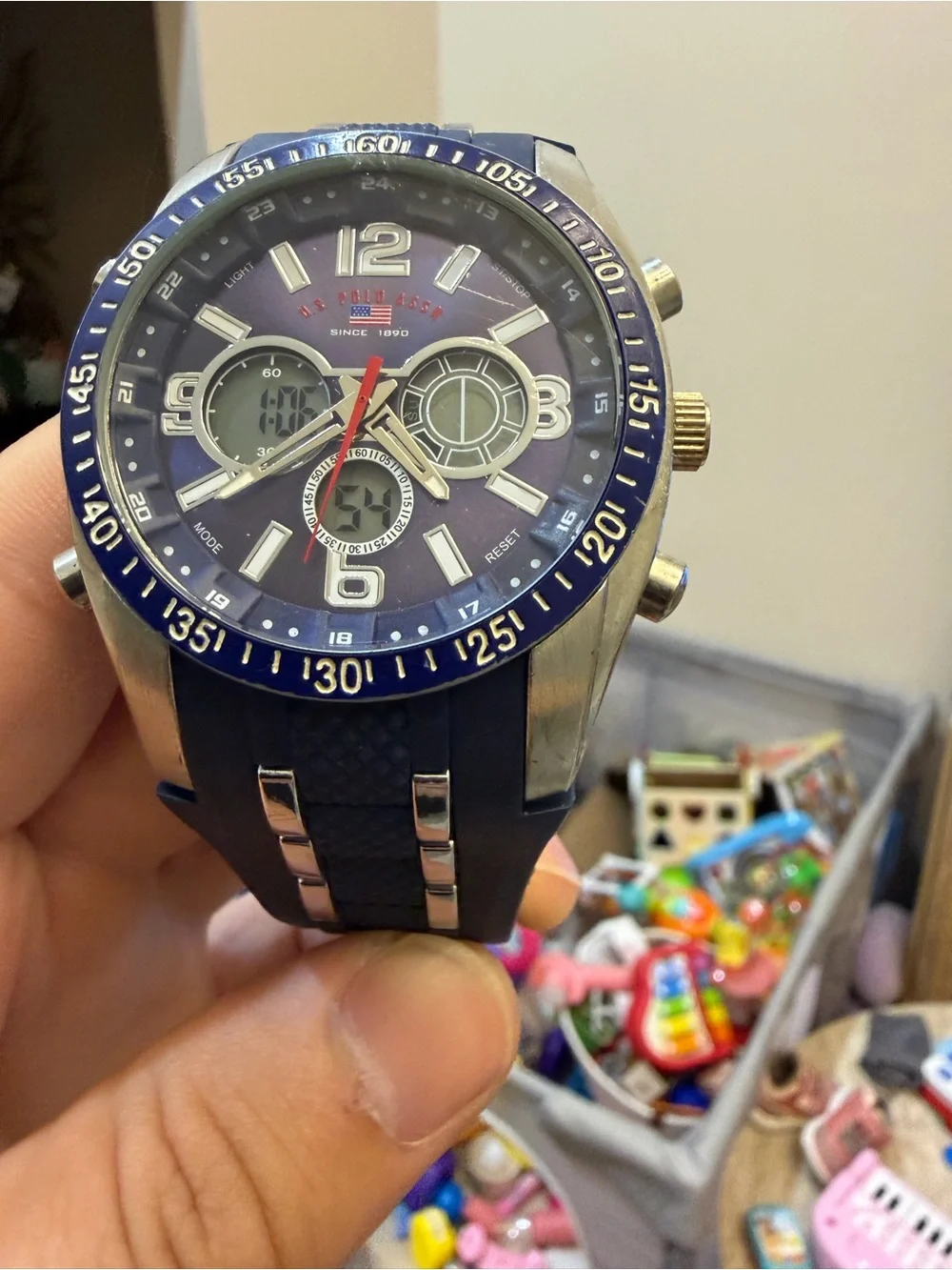 US Polo Assn Sport US9061 Mens Ana-Digi Blue Silicone